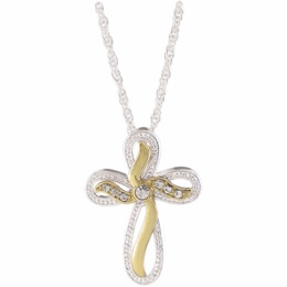 Two-Tone Cross Necklace, , large