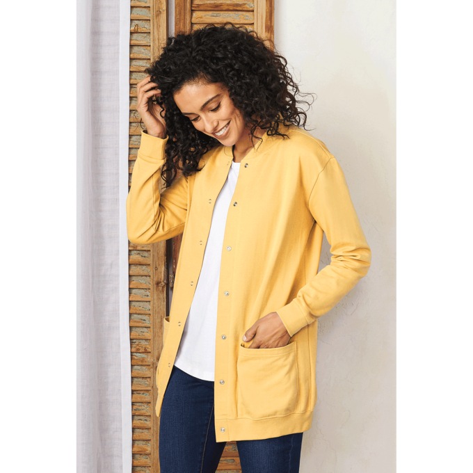 Snap-Front Cardigan, Maize, large