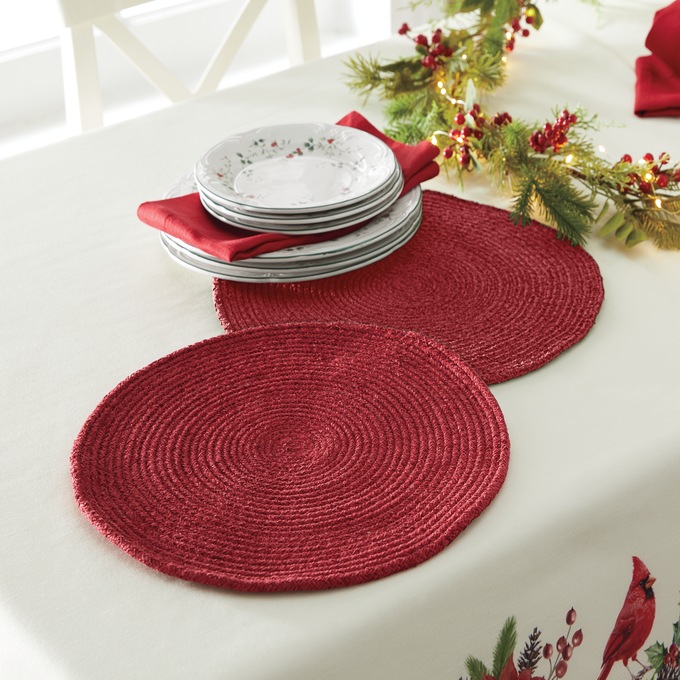 Set of 4 Chenille Round Placemats, , large