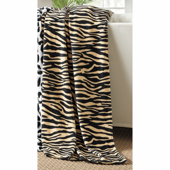 Animal Print Faux Fur Throw, , large