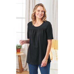 Classic Cotton Smocked Yoke Tunic, , large