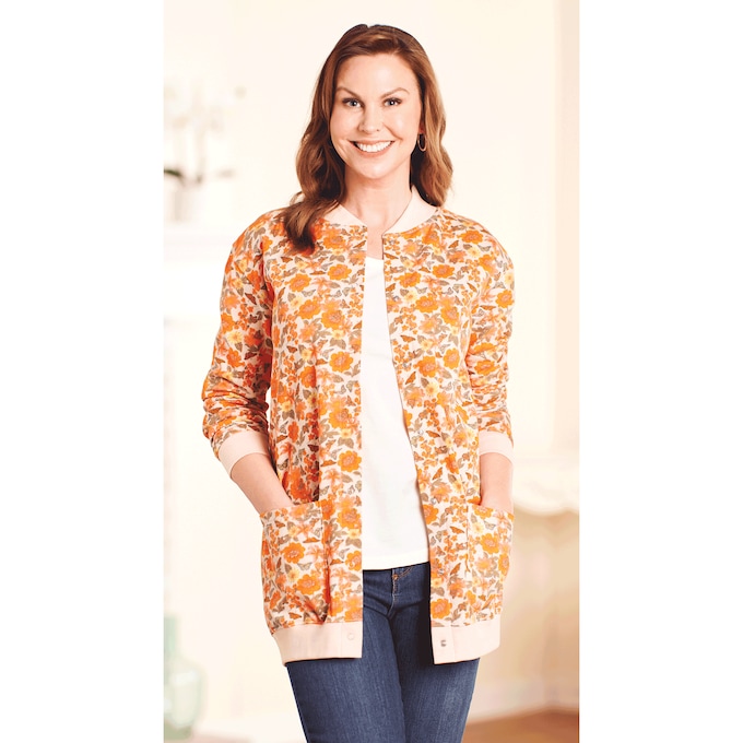 Snap-Front Cotton-Blend Women's Cardigan, , large