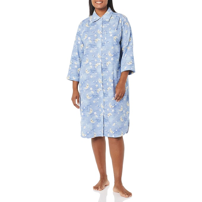 Printed Flannel PJs or Nightshirt, Moon Stars, large
