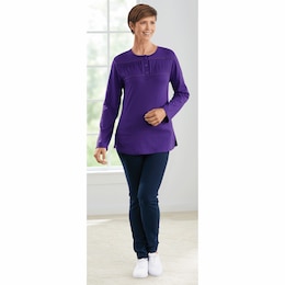 Embellished Henley Top, , large