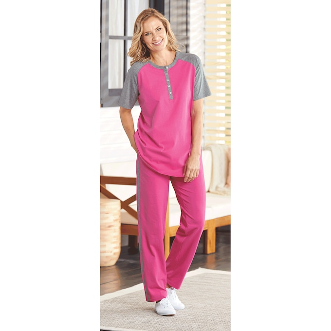 Short-Sleeve Henley Baseball Tunic, , large