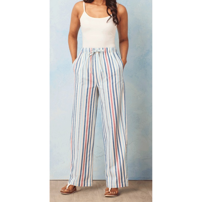 Casual Linen Pants, Stripe, large