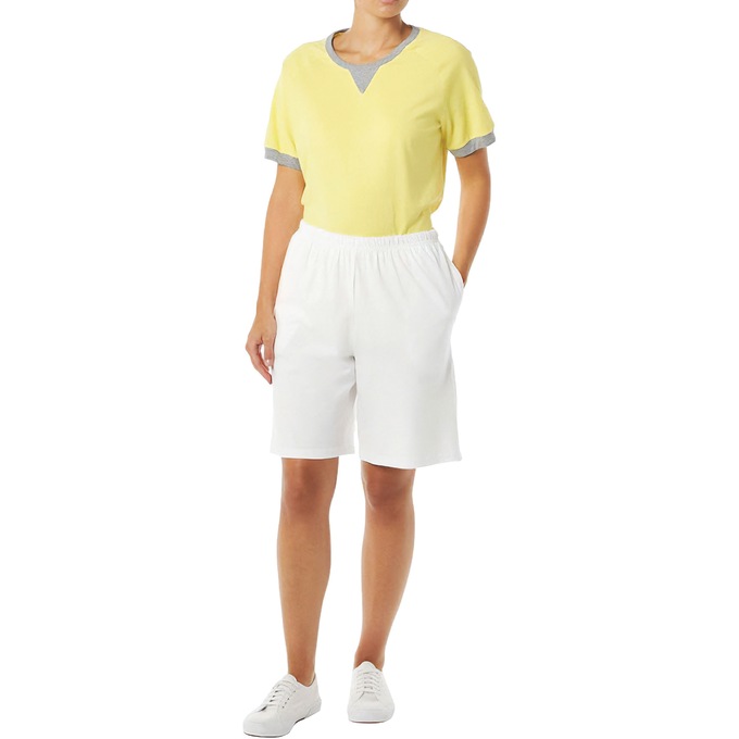 Knit Shorts - Solid and Print, White, large