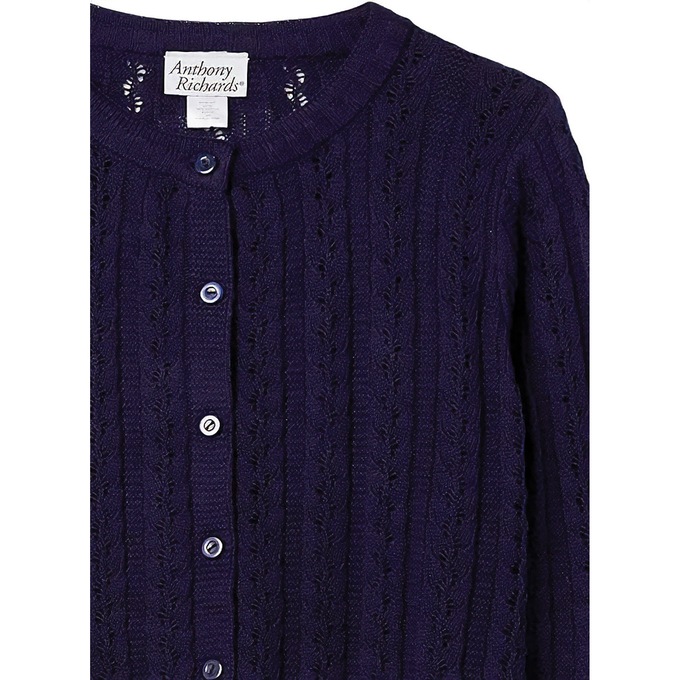 Cable Knit Cardigan, Navy, large