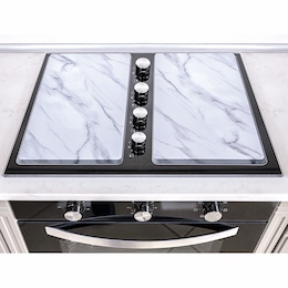 Set of 2 Burner Covers &amp; Glass Cutting Board, , large