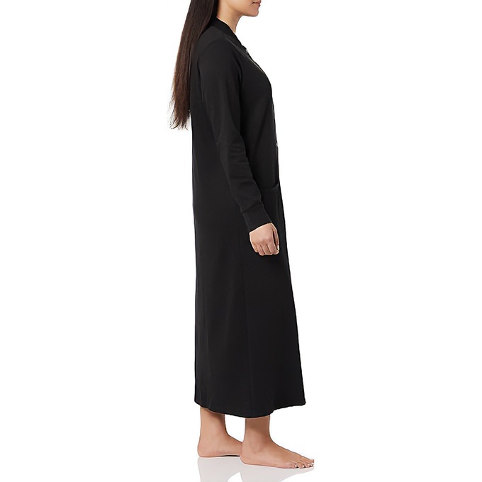 Solid Snap Front Robe, Black, large