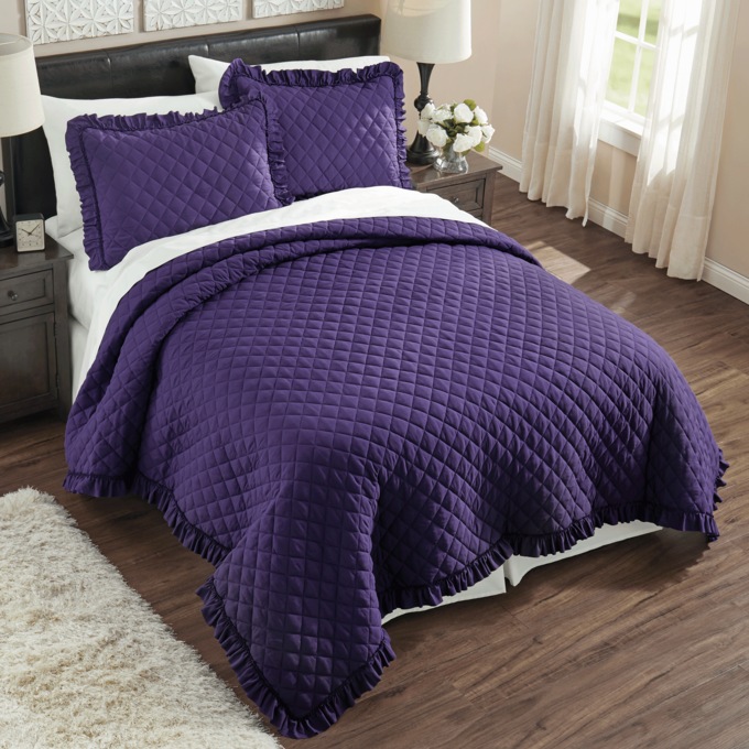 Ruffle Quilt Set, Violet, large