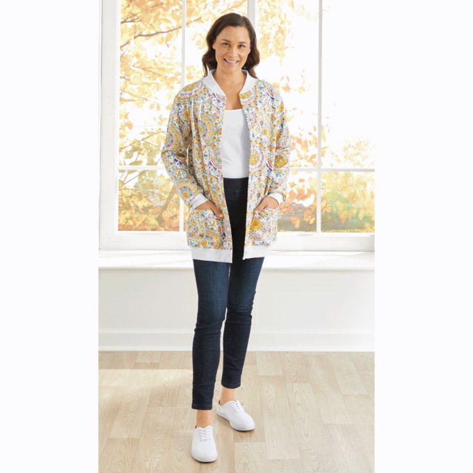 Snap-Front Cotton-Blend Women's Cardigan, , large