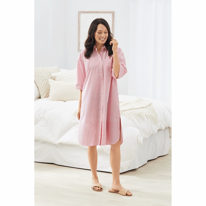 Unwind Button-Front Nightshirt, , large