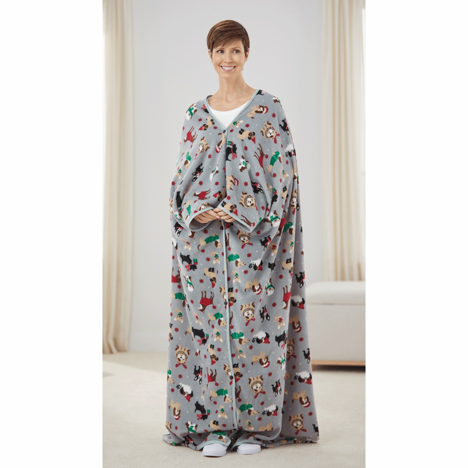 Blanket Robe with Sleeves for Adults