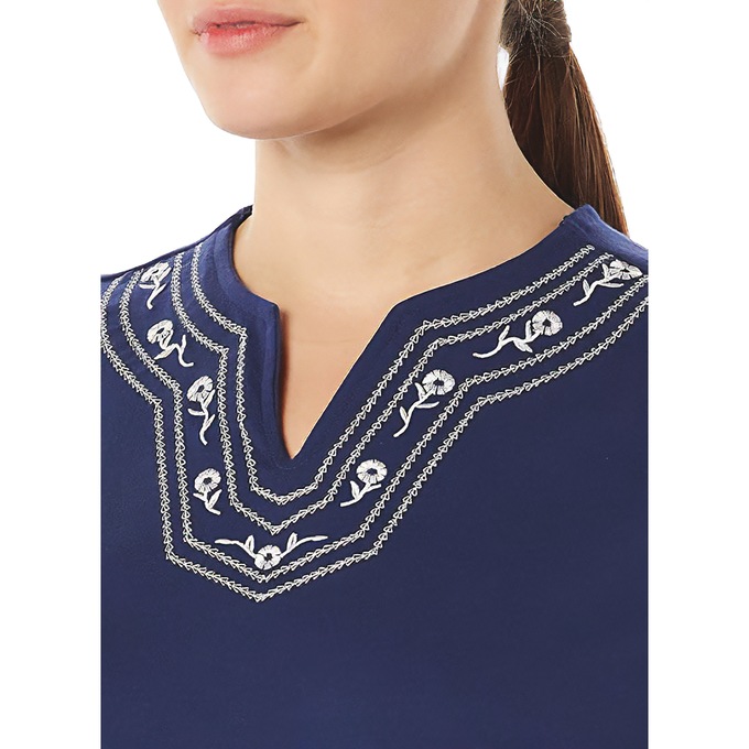 Embroidered Capri Set, Navy, large