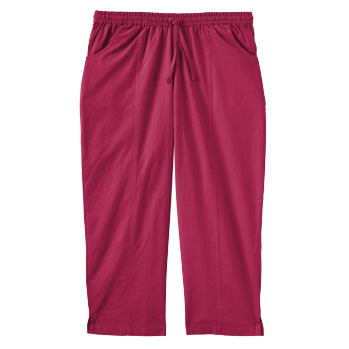 Drawstring Cotton Capris, , large
