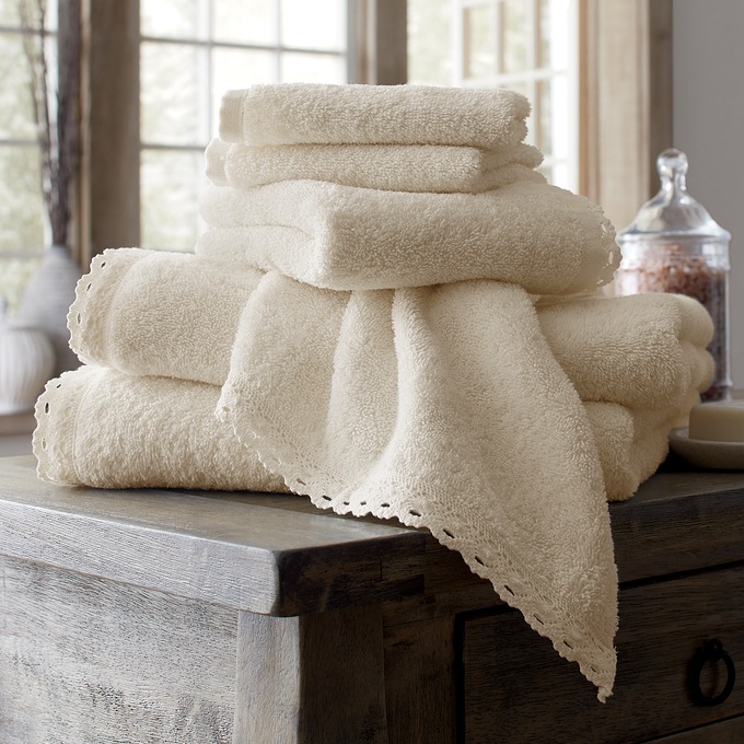 6-Piece Crochet Trim Towel Set, , large
