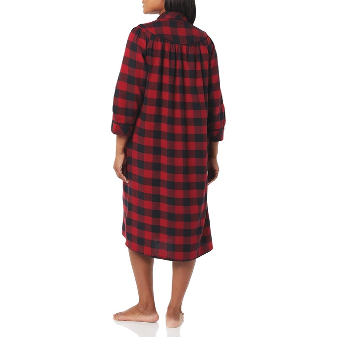 Flannel Snap-Front Duster, Red, large