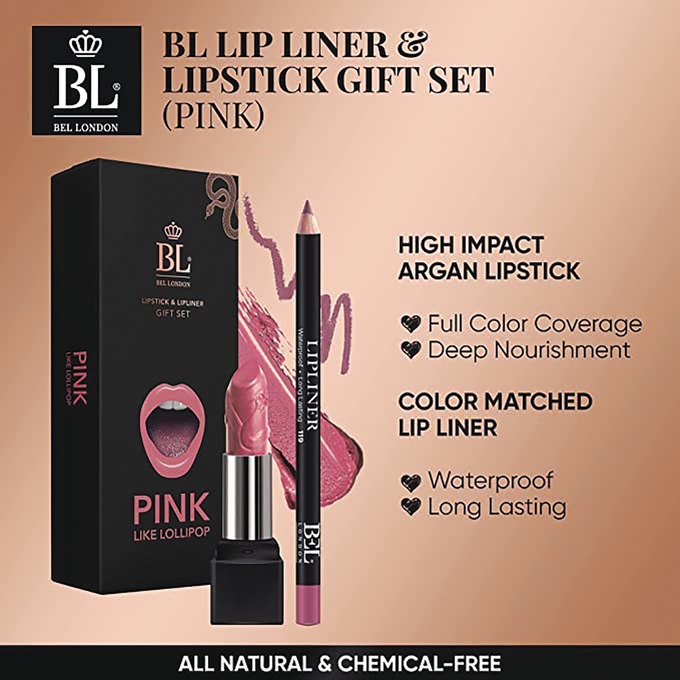 BEL London Lipstick & Lipliner Set, Pink, large