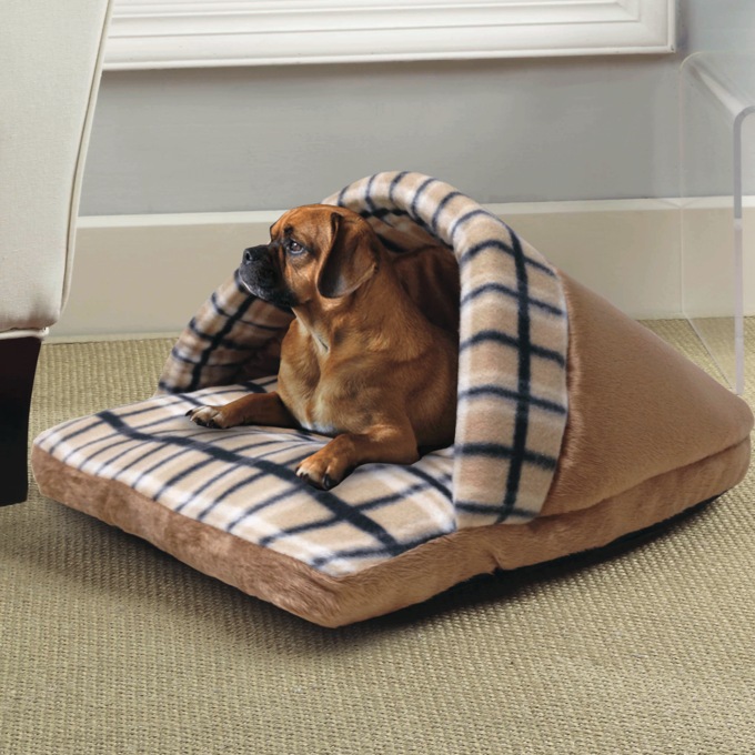 Slipper Pet Bed, Brown, large