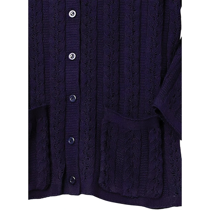Cable Knit Cardigan, Navy, large