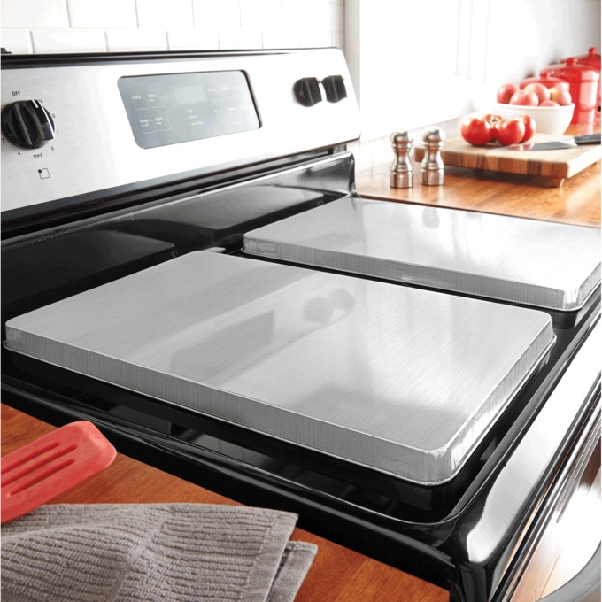 Set of 2 Rectangle Burner Covers, Stainless Steel, large