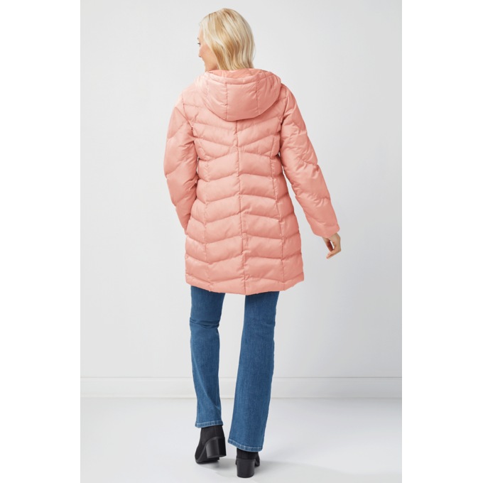 Hooded Chevron Quilted Coat, Rose, large
