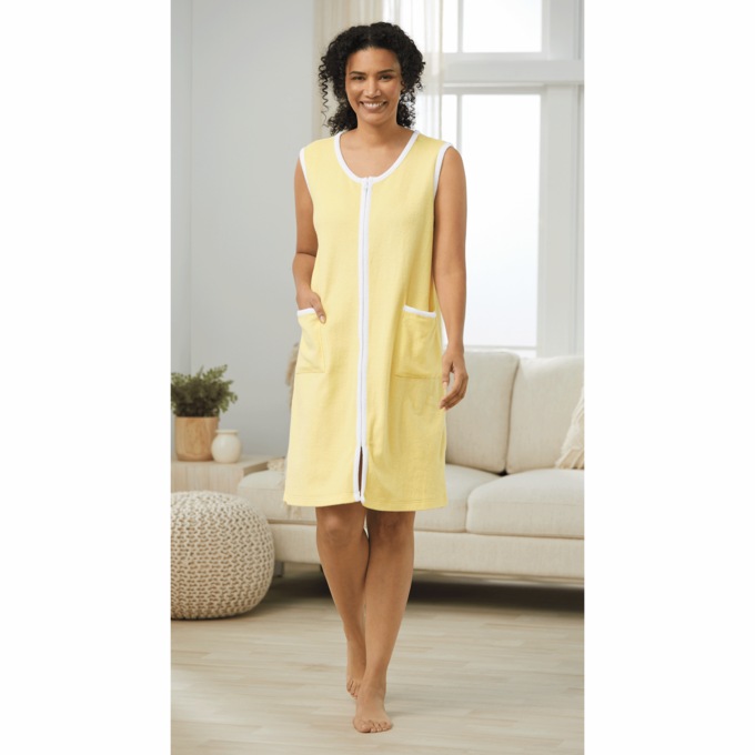 Terry Zip Lounger, Butter, large