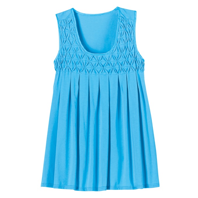 Sleeveless Knit Shorty Pajama, Cyan, large