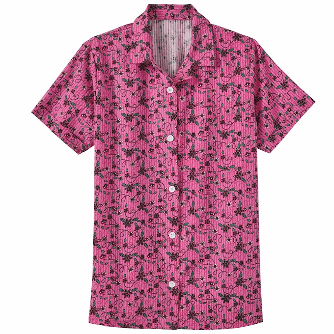 Seersucker Print Blouse, , large