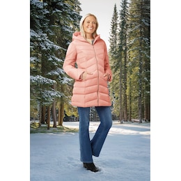 Hooded Chevron Quilted Coat, , large