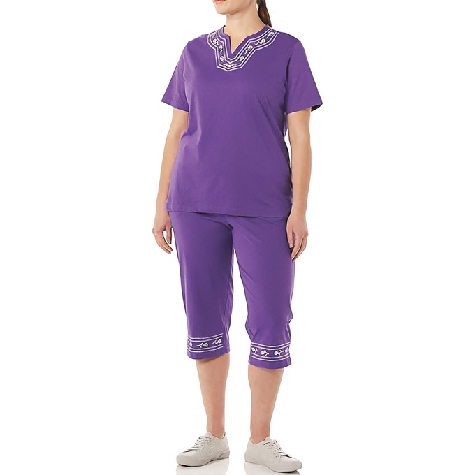 Embroidered Capri Set, Violet, large