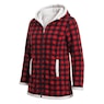 Women's Microfleece Zip-Front Coat with Faux-Sherpa Lining and Hood, , large