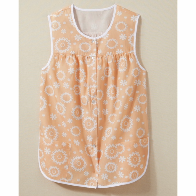 Easy-Care Button-Front Cobbler Apron, Daisy Rings, large