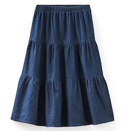 Ruffled Denim Skirt, , large