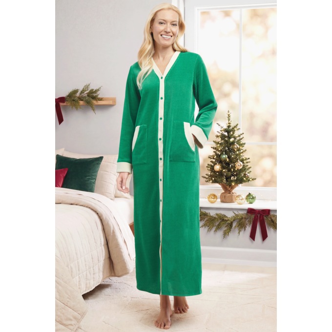 Chenille Colorblock Robe, , large