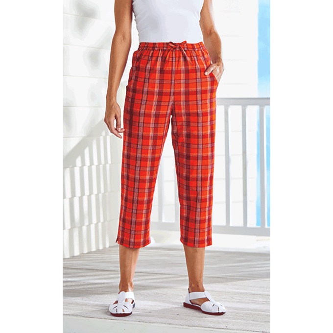 Plaid Capris, Orange Plaid, large