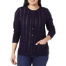 Cable Knit Cardigan, Navy, large