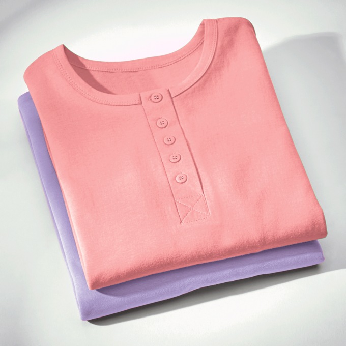 2-Pack Comfort Henley Nightshirt, Pink Lilac, large