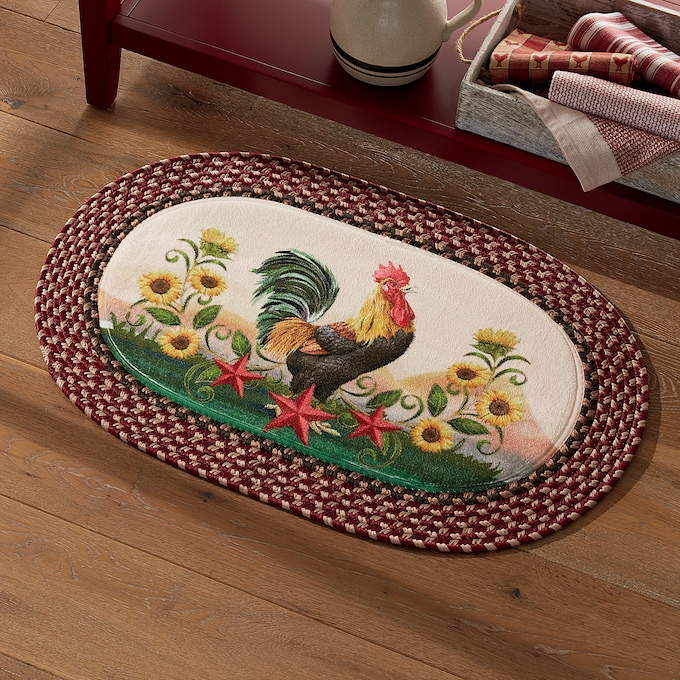 Rooster Braided Kitchen Mat - 20" x 30", , large
