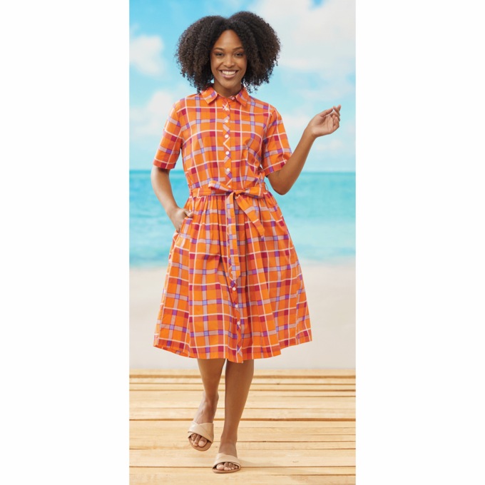 Plaid Dress, Orange Peri Plaid, large