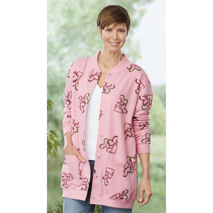 Snap-Front Cardigan, Inspiration Print, large