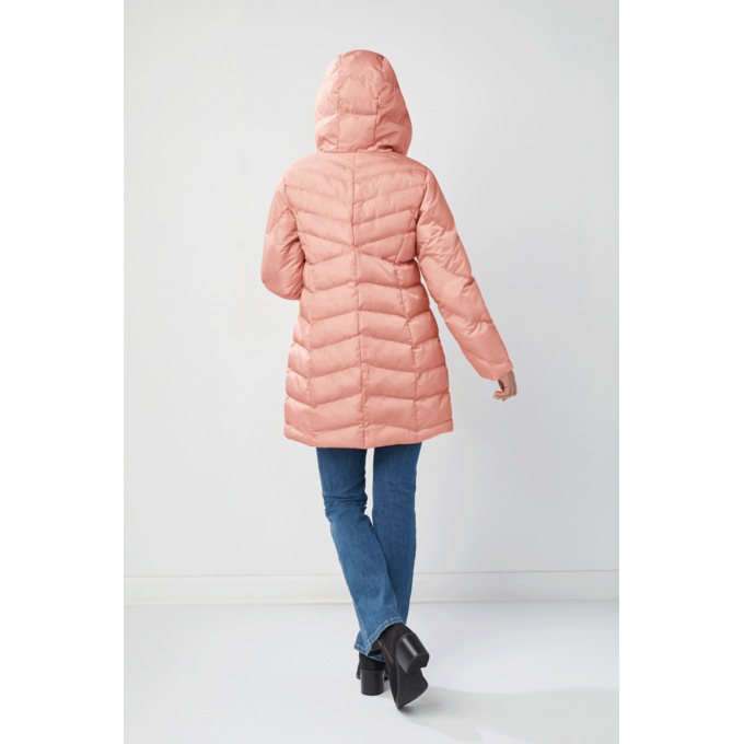 Hooded Chevron Quilted Coat, Rose, large