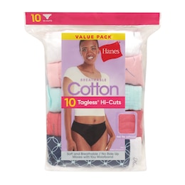 Hanes 10-Pack Hi-Cut Cotton Panty, , large