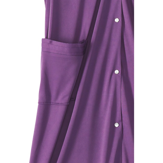 Short-Sleeve Snap-Front Duster - Solid, Purple, large