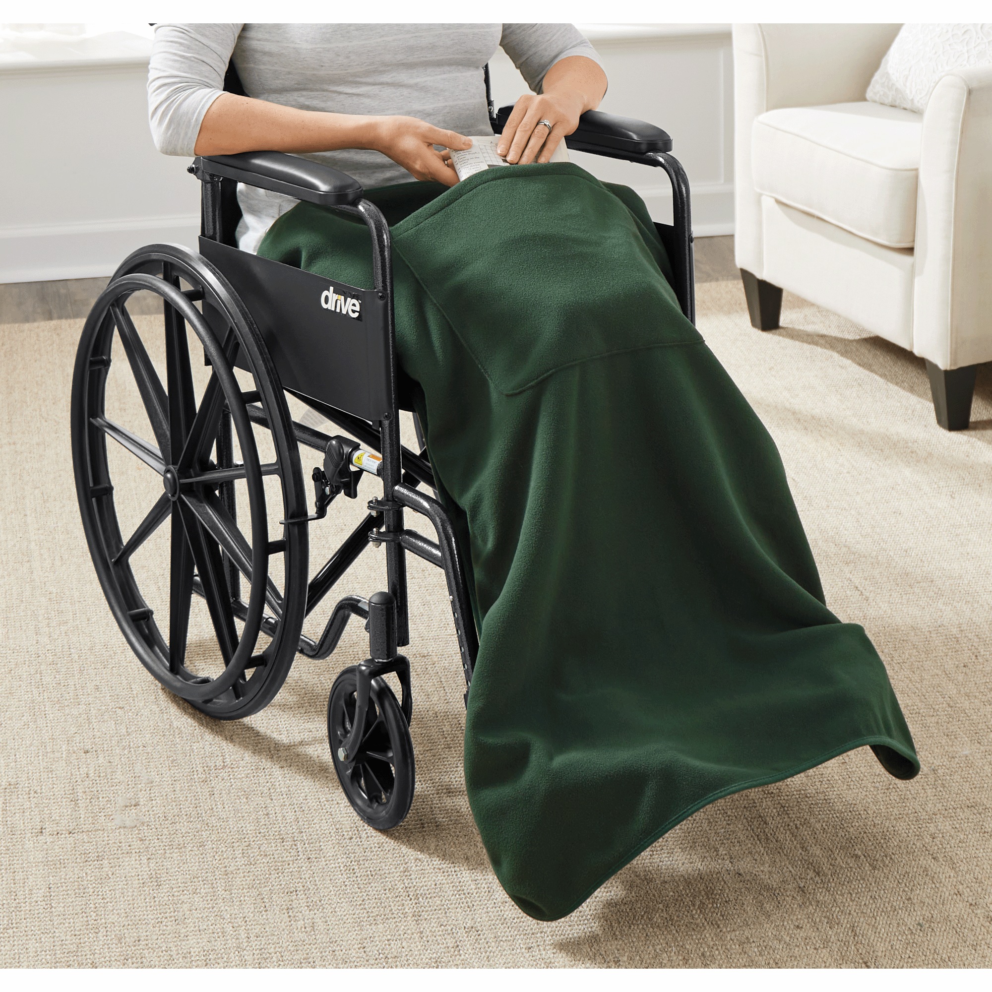 Lightweight Wheelchair Blanket, Hunter, large