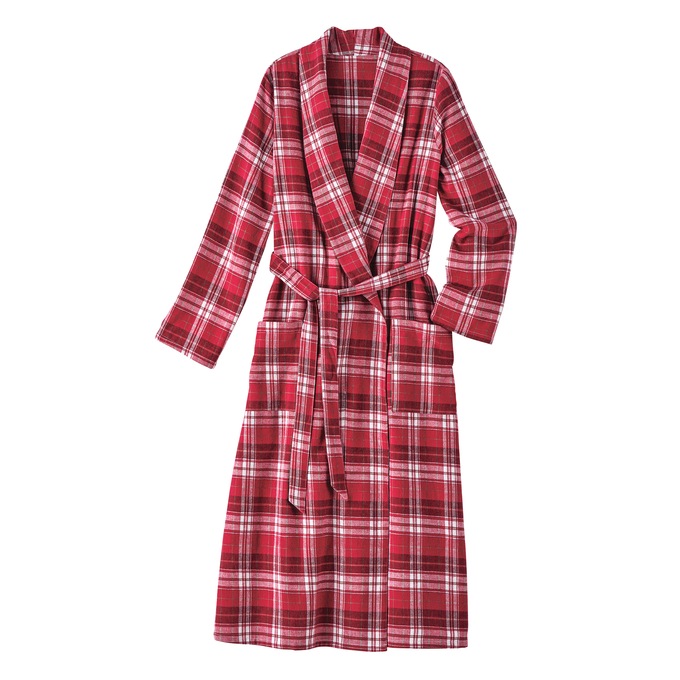 Men's Flannel Wrap Robe, , large