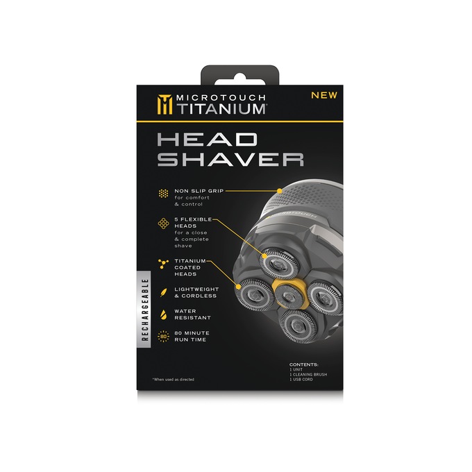 Microtouch Titanium Rechargeable Head Shaver, , large