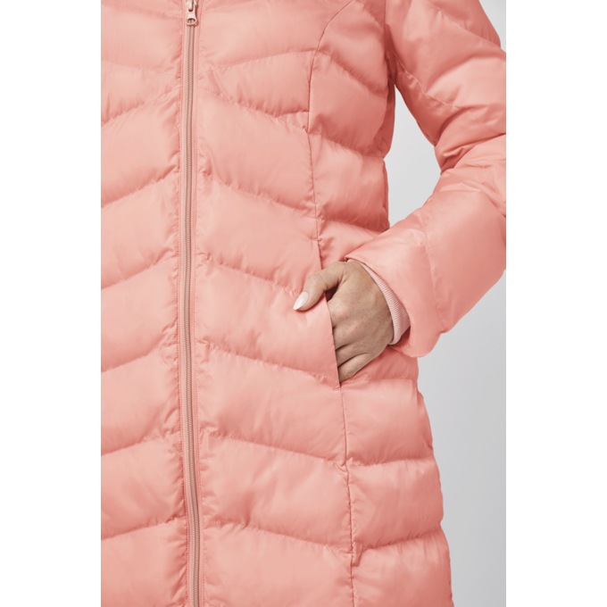 Hooded Chevron Quilted Coat, Rose, large