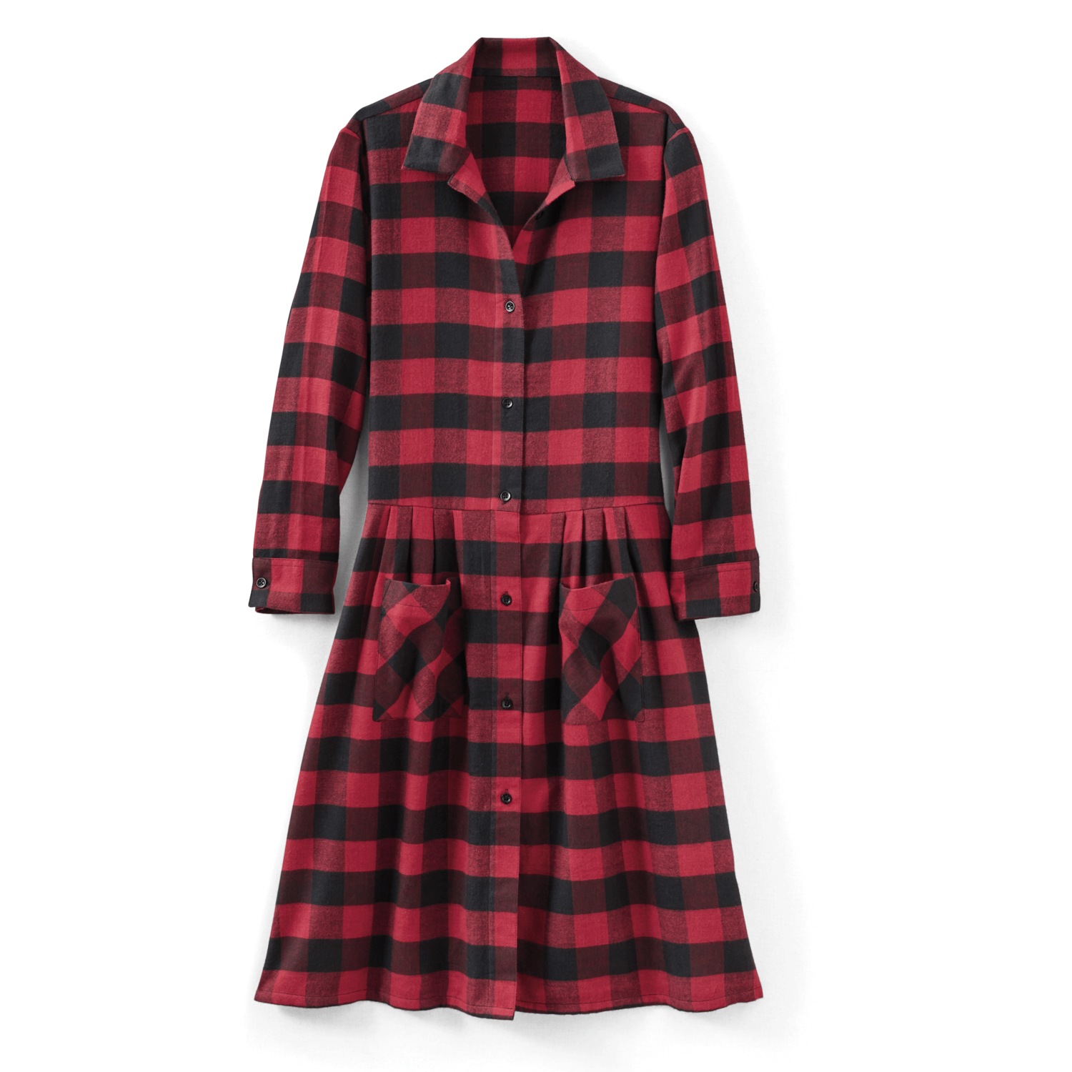 midi flannel dress Women's Plaid Flannel Tiered Midi Dress - Large